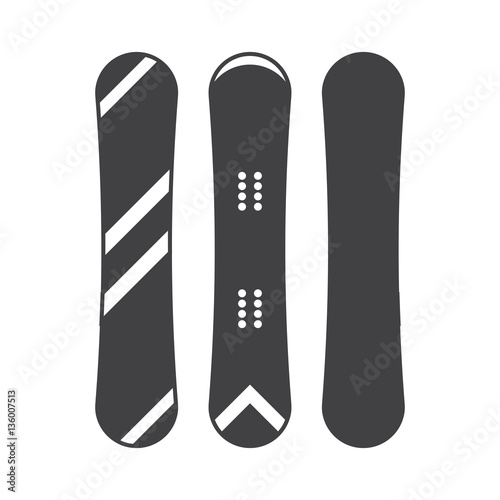 Snowboard icon in outline design. Snow boards deck vector silhouette illustration.