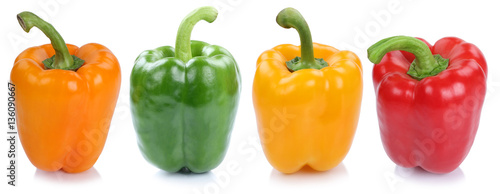 Paprika Sammlung frisch Gemüse seitlich in einer Reihe Freistel