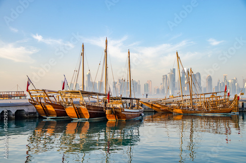 Old style ships in Doha, Qatar