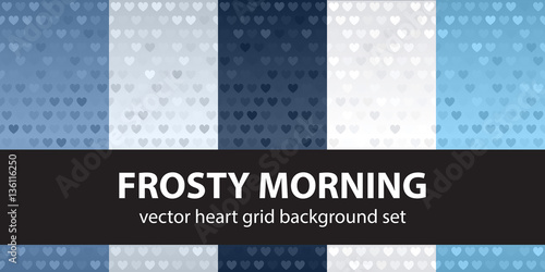 Heart pattern set "Frosty Morning". Vector seamless backgrounds