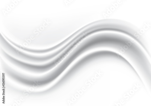 White Wave Silk Fabric Abstract Background, Vector Illustration