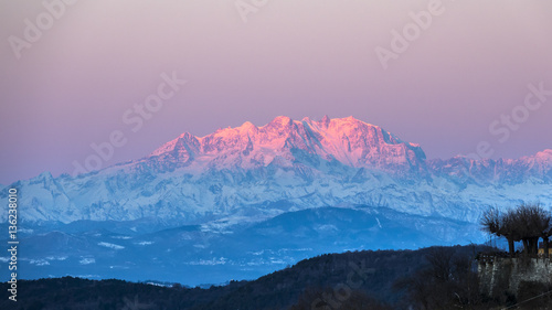 Monte Rosa lit by the morning sun