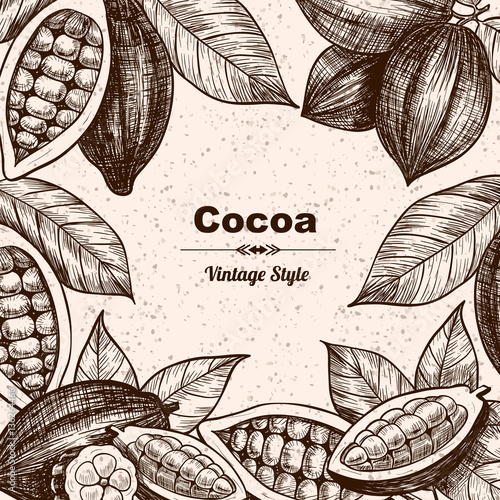 Vector frame with cocoa. Hand drawn. Vintage style
