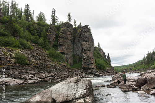 Bahta - big river of Eastern Siberia. Rapids. Krasnoyarsk territory.
