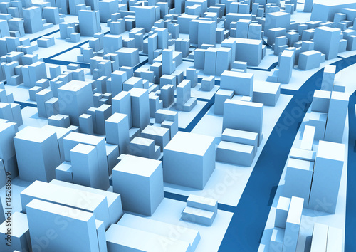 Abstract white 3d cityscape.