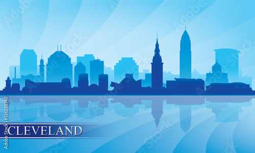 Cleveland city skyline silhouette background