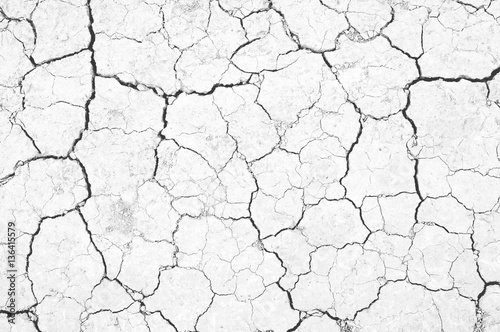Black and white texture of cracked earth