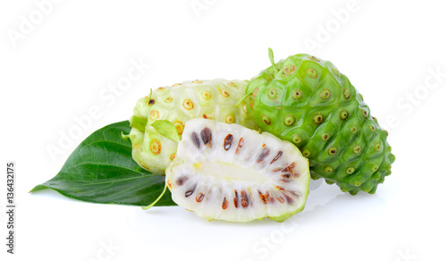 Noni fruit on white background