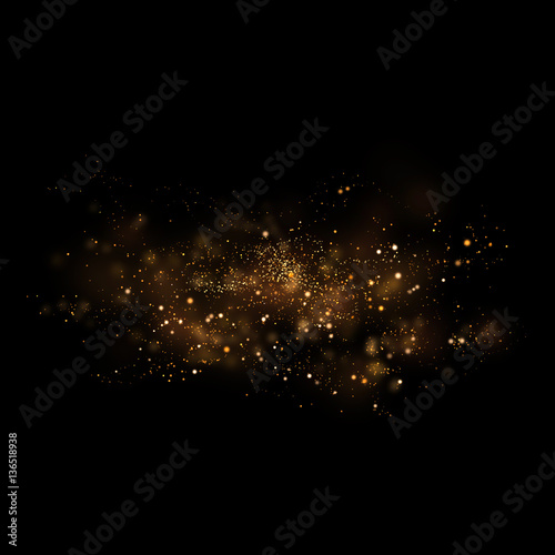 Gold glittering star light and bokeh.Magic dust abstract 