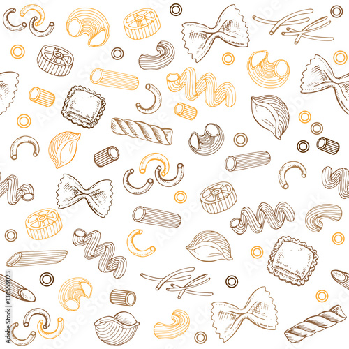 hand drawn seamless pattern pasta