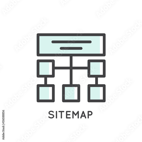 Vector Icon Style Illustration Logo Set of Web, Mobile and App Development tools and processes, Sitemap, Hosting, Structure, Isolated Simple Web Symbols