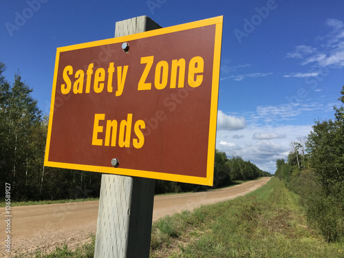 Safety Zone Ends Sign in Rural Area