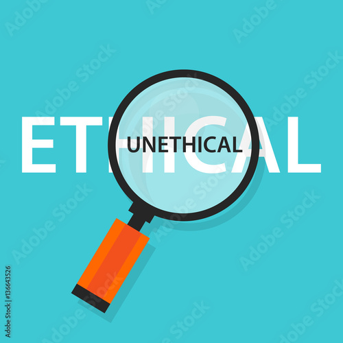 Ethical unethical concept comparison for moral behavior