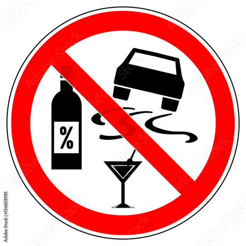 srr133 SignRoundRed - german - Verbotszeichen: Autofahren / Alkohol am Steuer verboten / Autonomes Fahren - english - prohibition sign / driving car - no drink and drive / autonomous driving xxl g5027