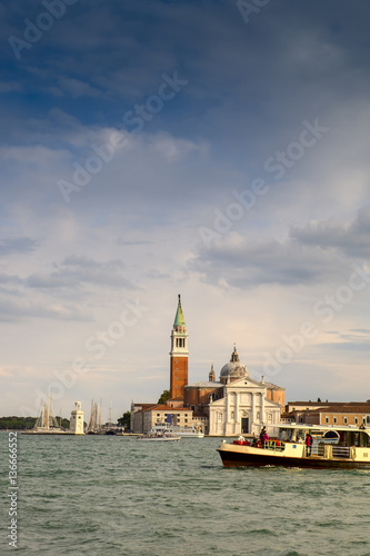 Venice view of San Giorgio Maggiore island from Campanile di San Marco. Venice, Italy. 