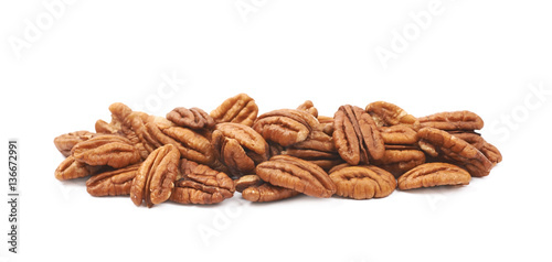 Pile of pecan nuts isolated