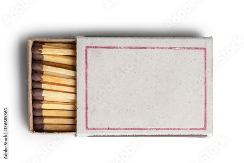 Matches isolated on white background. Closeup shot.