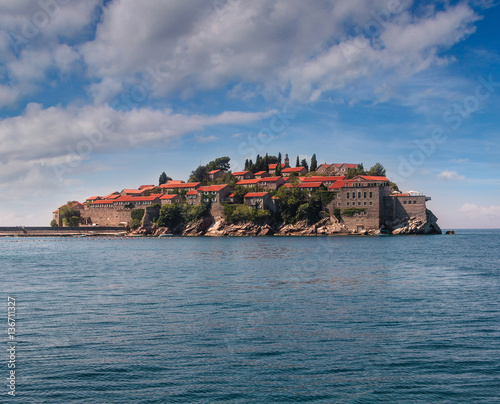 View of the luxury resort Sveti Stefan island. Adriatic. Montenegro.