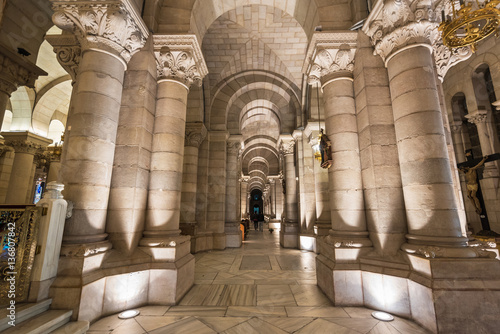 Interior of the crypt of the famous La Almudena Cathedral, Madrid, Spain.