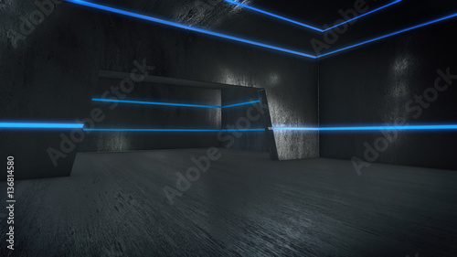 Empty room with light glow, abstract space.3D rendering 