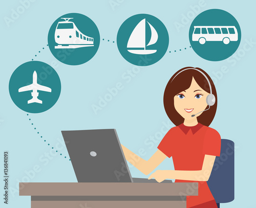 girl Manager for the sale of airplane, train, bus and the ship tickets