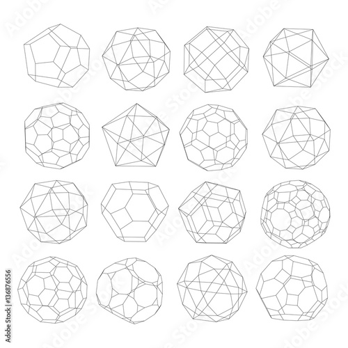 Set of polyhedrons - vector illustration 