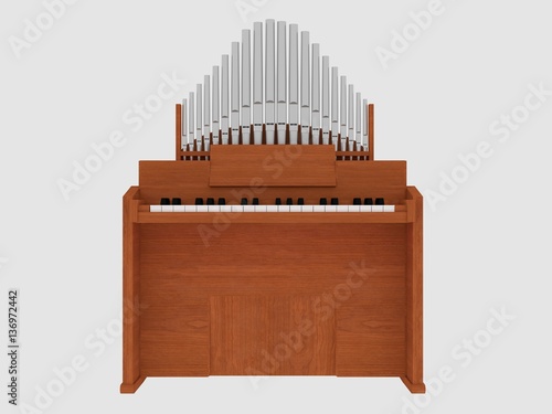 wooden harmonium 3D illustration