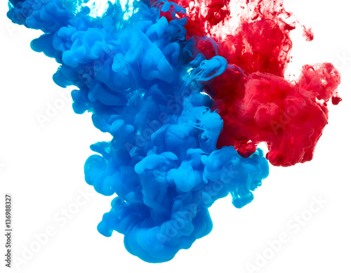 Blue and red ink splash