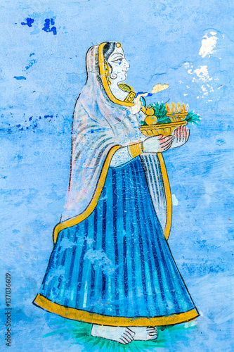 Fresco of a young woman