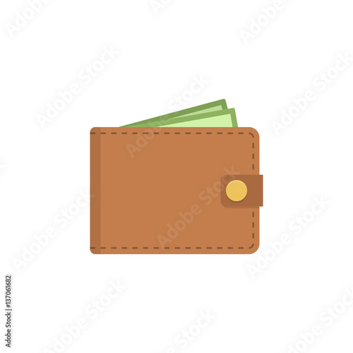 Wallet icon. Vector flat wallet illustration.