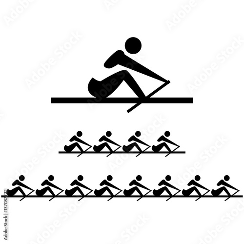 icon of rowing men. Vector set