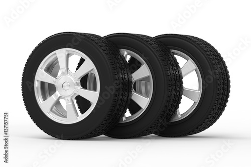 black tire with alloy wheel