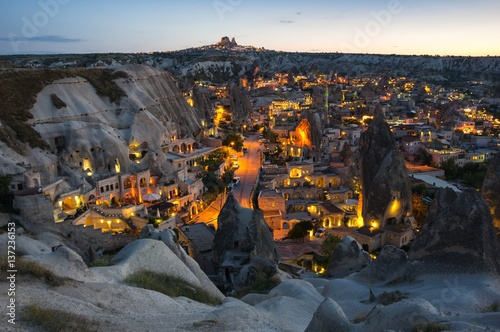 The town Goreme on sunset