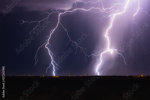 Lightning bolt strike from a thunderstorm in Arizona