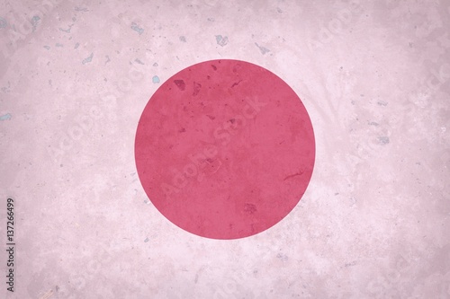 Grunge Japan flag on concrete