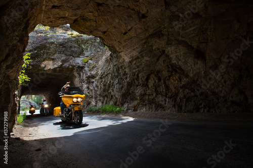 Motorcycles Riding - Black Hills Rock Tunnel