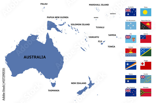 oceania map and flags