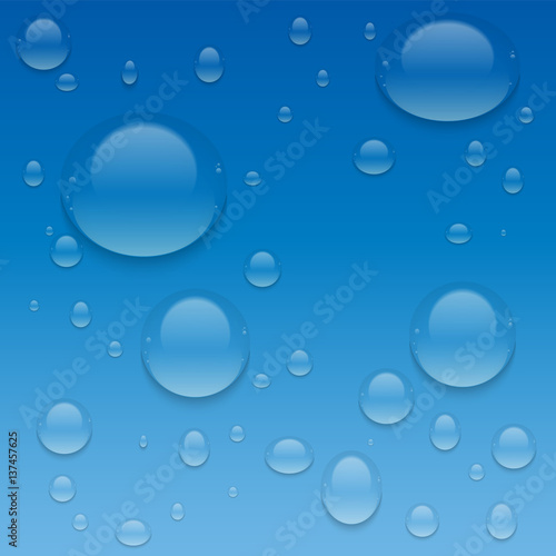 Realistic Transparent Water Drops. Vector background with drops.