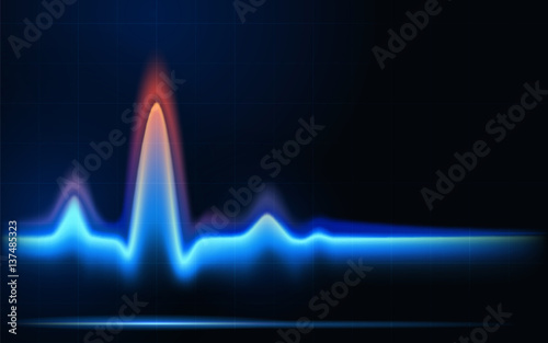 Blue flames of gas in the form of heartbeat line.