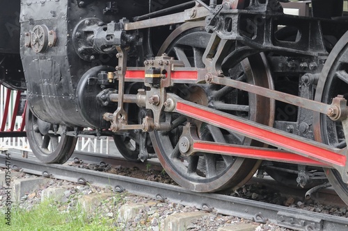  Steam train, wheels. closeup