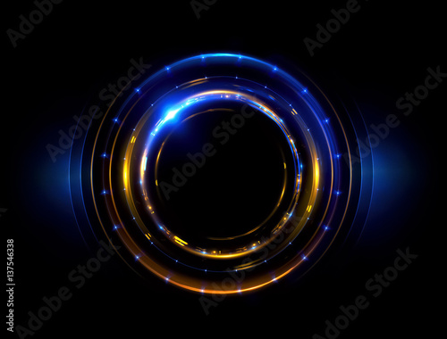 Abstract neon background. luminous swirling. Glowing spiral cover. Black elegant. Halo around. Power isolated. Sparks particle. Space tunnel. LED color ellipse. Glint glitter. Shimmer motion 
