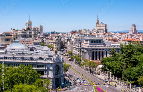 Panoramic views of Madrid from the lookout Cibeles Palace, Spain