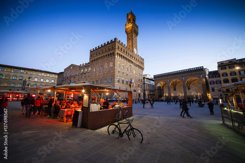 Italia,Toscana,Firenze,Piazza della Signoria e Palazzo Vecchio.