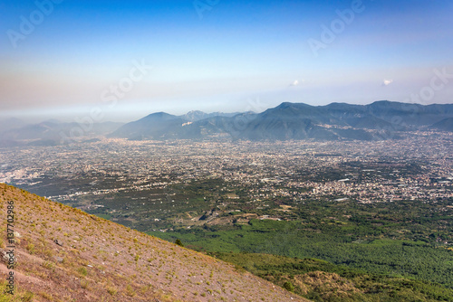 Foggy view of towns south of Mount Vesuvius