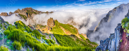 View of the mountains near Pico de Arieiro, Madeira Island, Portugal.