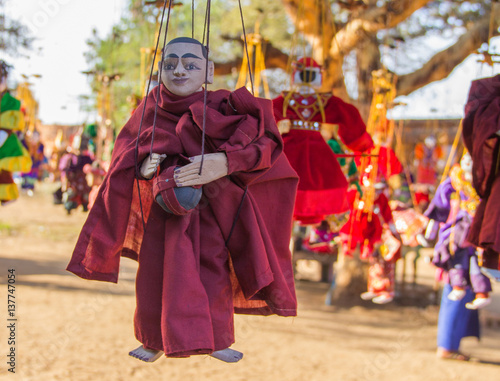 Myanmar traditional handicraft monk puppet