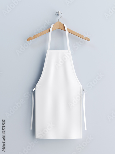 White apron, apron mockup on clothes hander 3d rendering