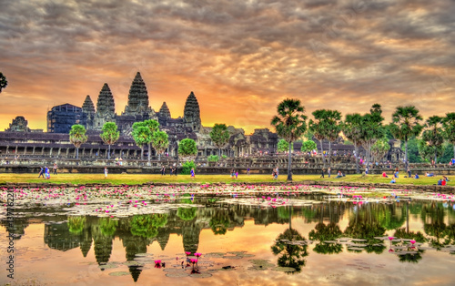 Sunrise at Angkor Wat, a UNESCO world heritage site in Cambodia