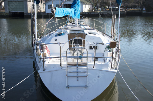 sailboat docked on a local harbor