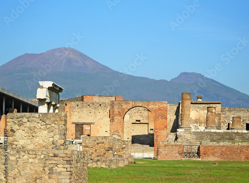 Ancient ruins of Pompeii and volcano Vesuvius, Italy